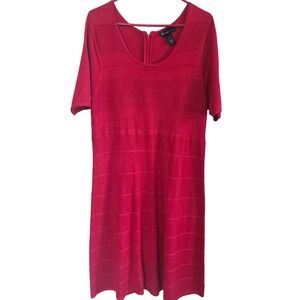 Lane Bryant Red Ribbed Knit Fit and Flare Sweater Dress Short Sleeve 14/16